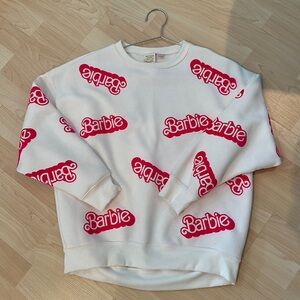 Barbie sweater, white, and pink super cute